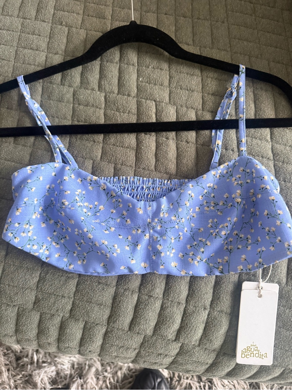 Agua Bendita Lavender Floral Ruffle Crop Top